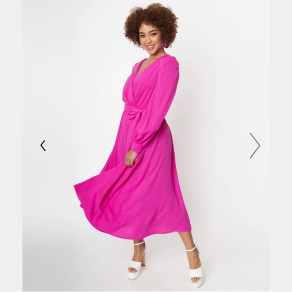 Hot Pink Midi Dress - Picture 7 of 7